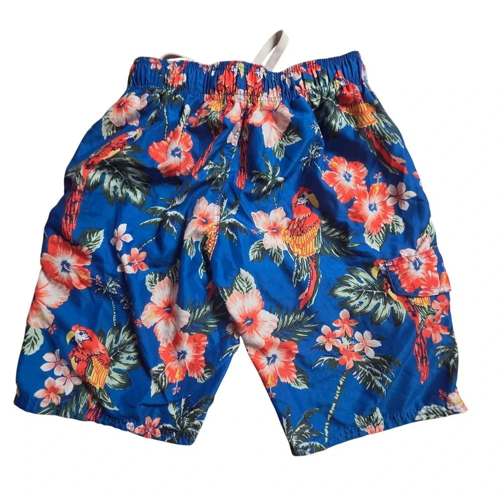 Kanu Surf Fiji Tropical Swim Trunks Mens S Cargo Pockets Coastal Resortwear